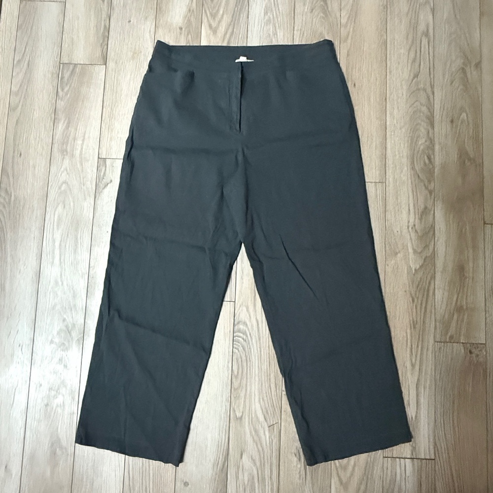 Eileen Fisher Organic Cotton Wide-length Grey Pant size L